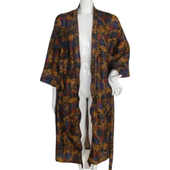 Towncraft Robe, OSFM, Plaid & Lux print, Sash/Belt, VINTAGE, Pockets - Picture 4 of 10